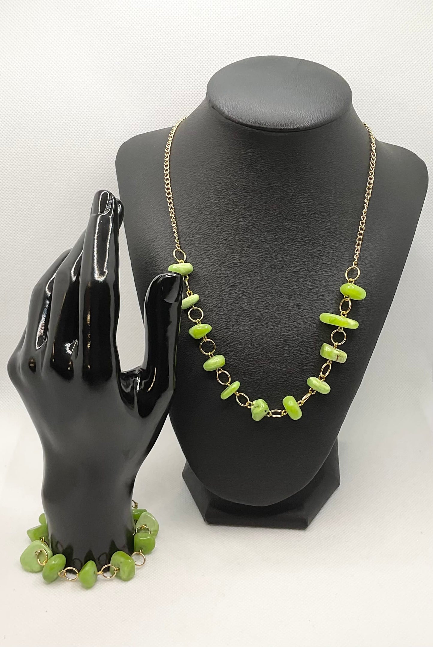 Zuri Love Bracelet and Necklace Lime Green Set