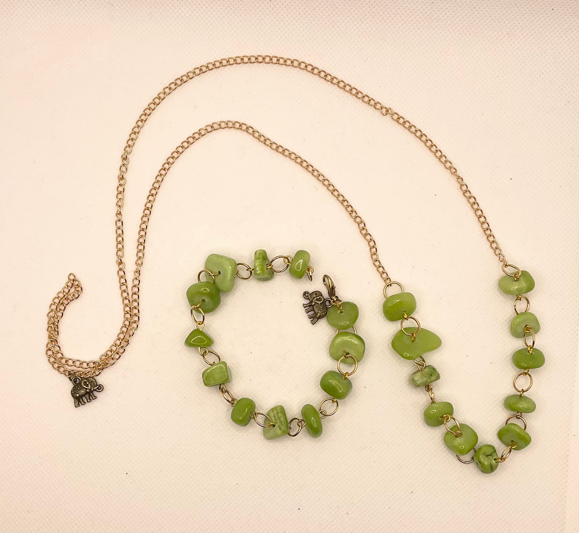 Zuri Love Bracelet and Necklace Lime Green Set