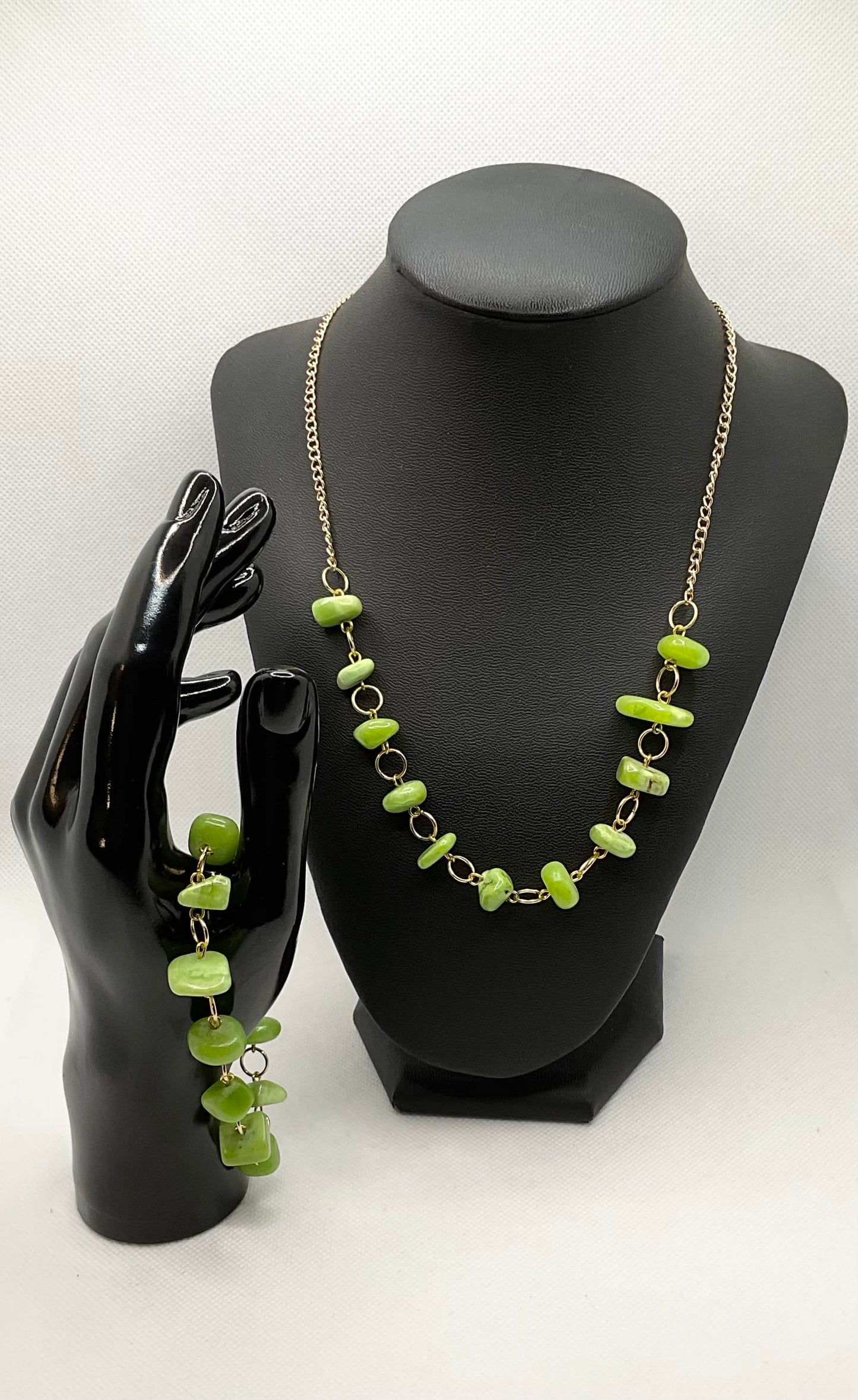 Zuri Love Bracelet and Necklace Lime Green Set