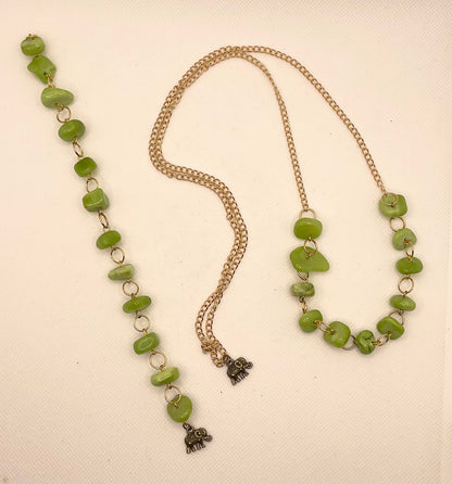 Zuri Love Bracelet and Necklace Lime Green Set