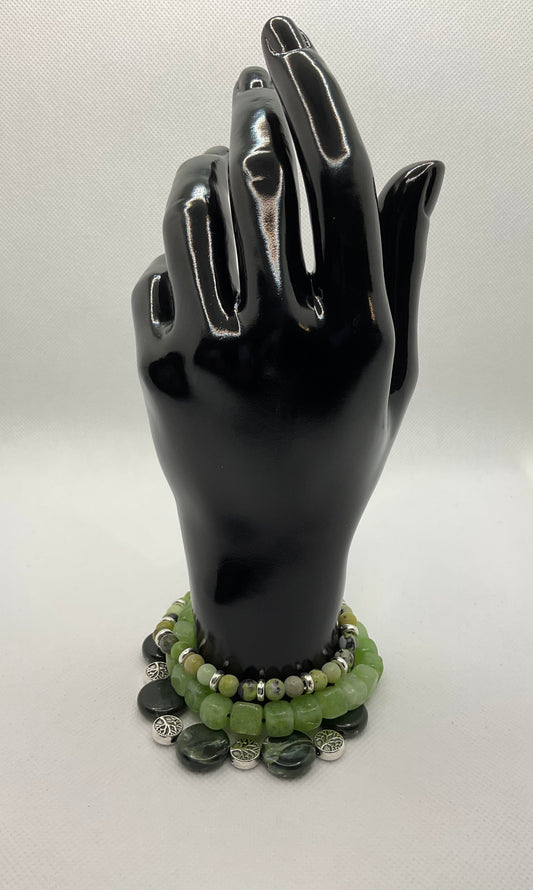 Zuri Love Bracelets Green Layered Bracelet