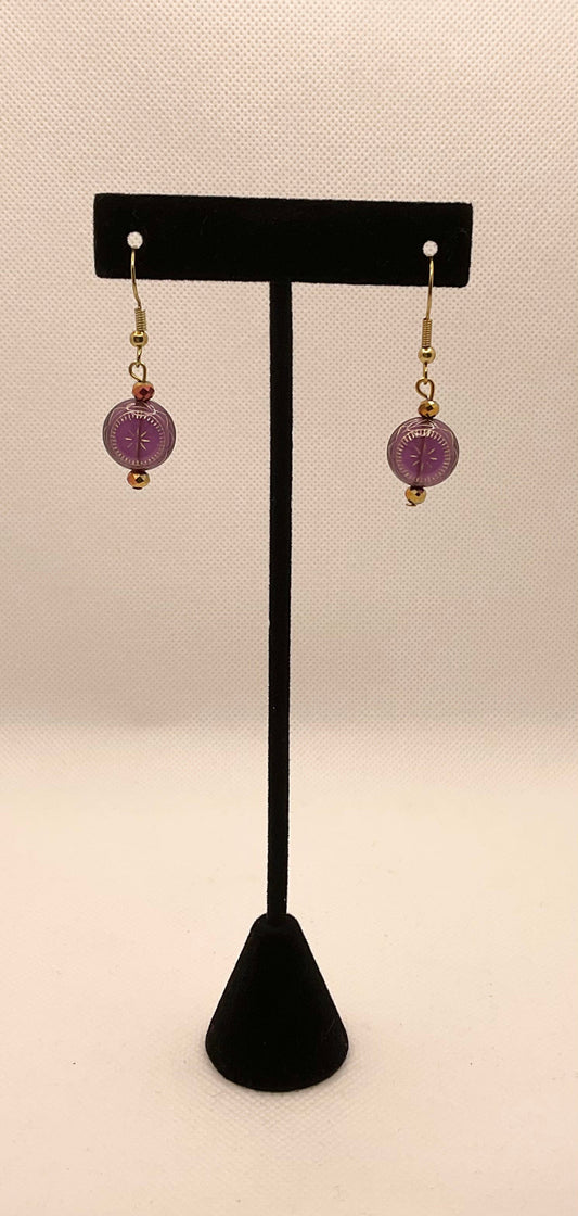 Zuri Love Earrings Purple and Gold Earrings