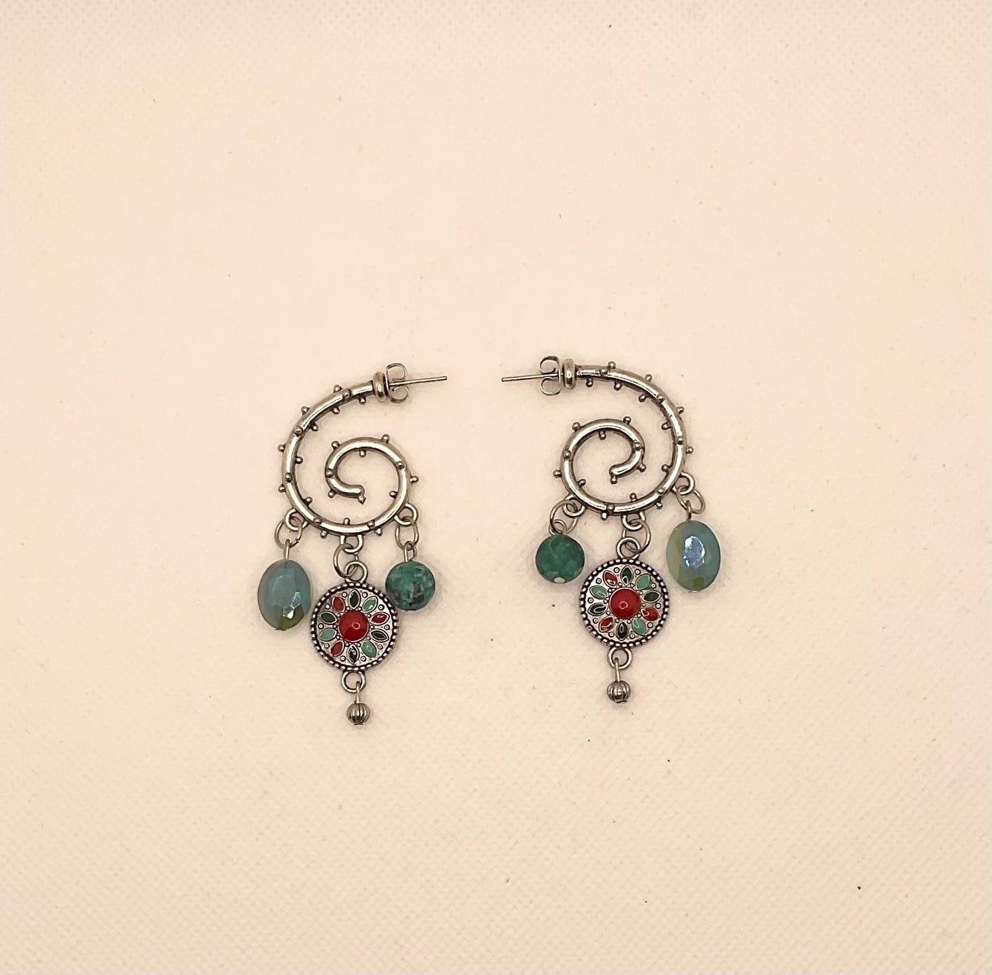 Zuri Love Earrings Red and Teal Earrings Color Size