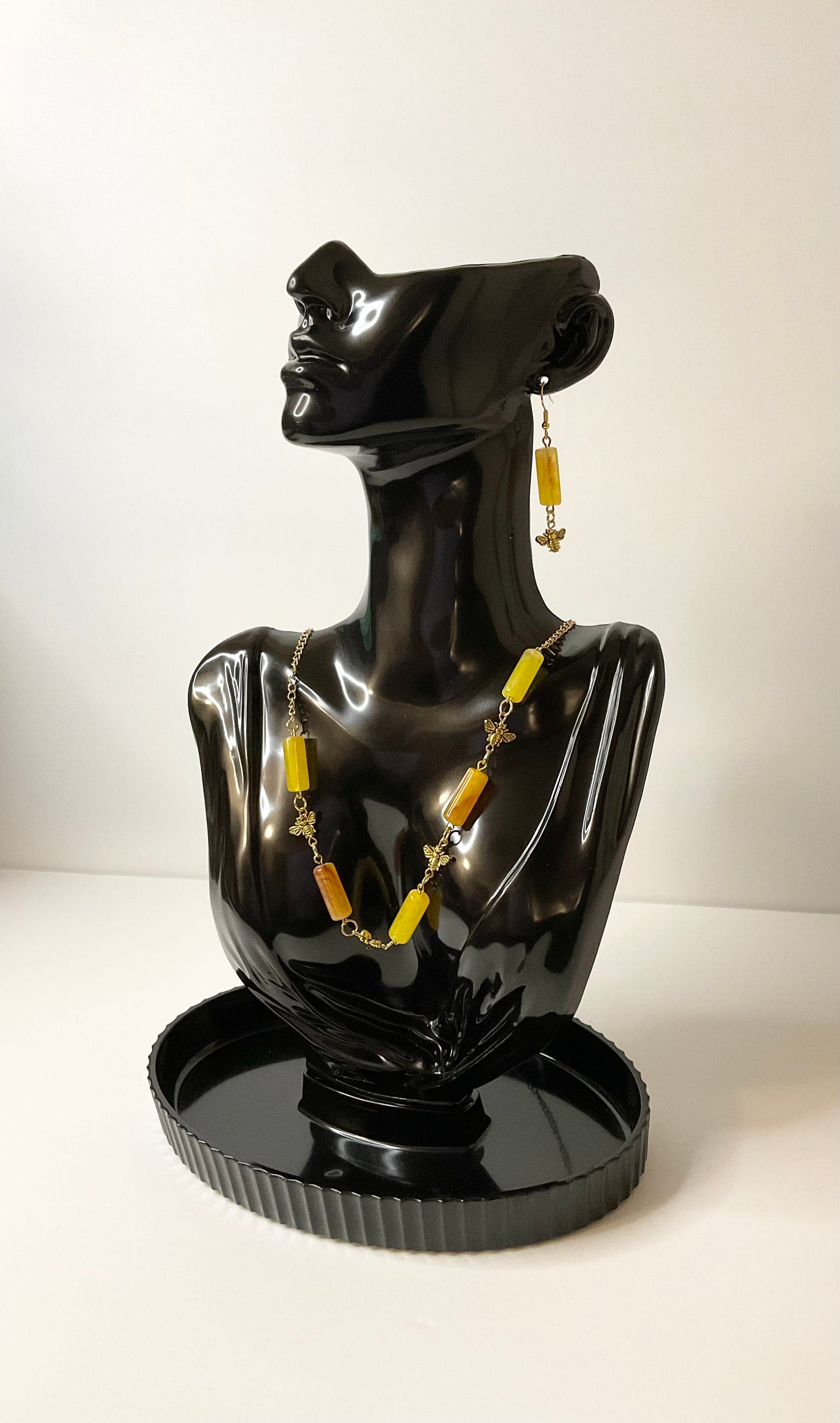 Zuri Love Necklace and earrings Yellow Bee Set