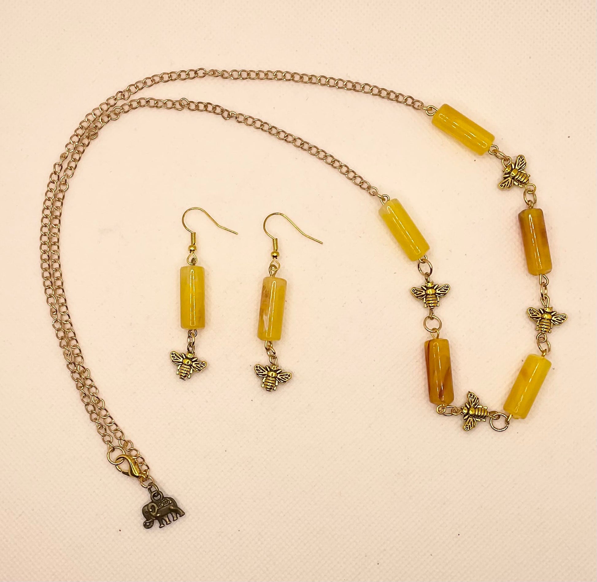 Zuri Love Necklace and earrings Yellow Bee Set