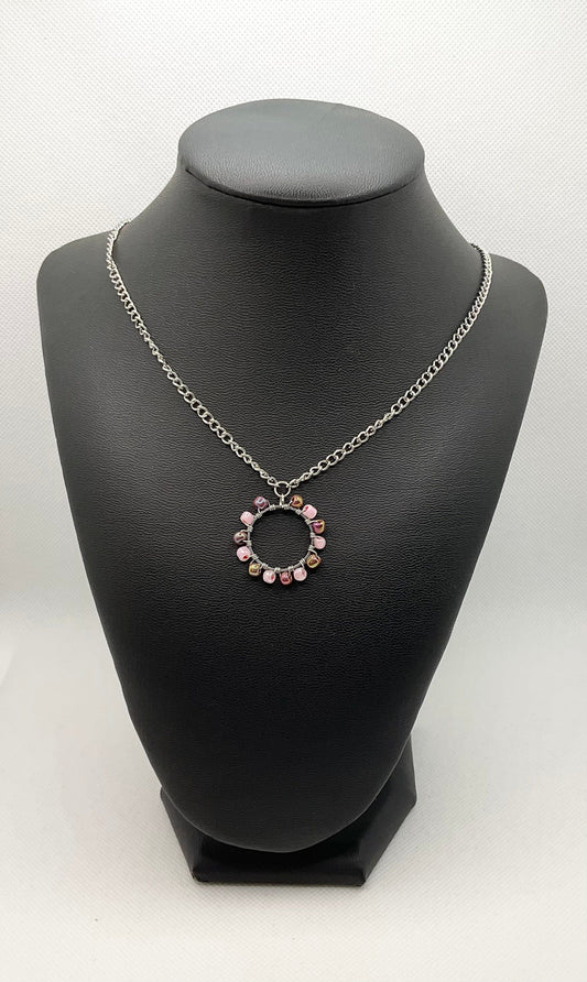 Zuri Love Necklace Pink Circle Necklace